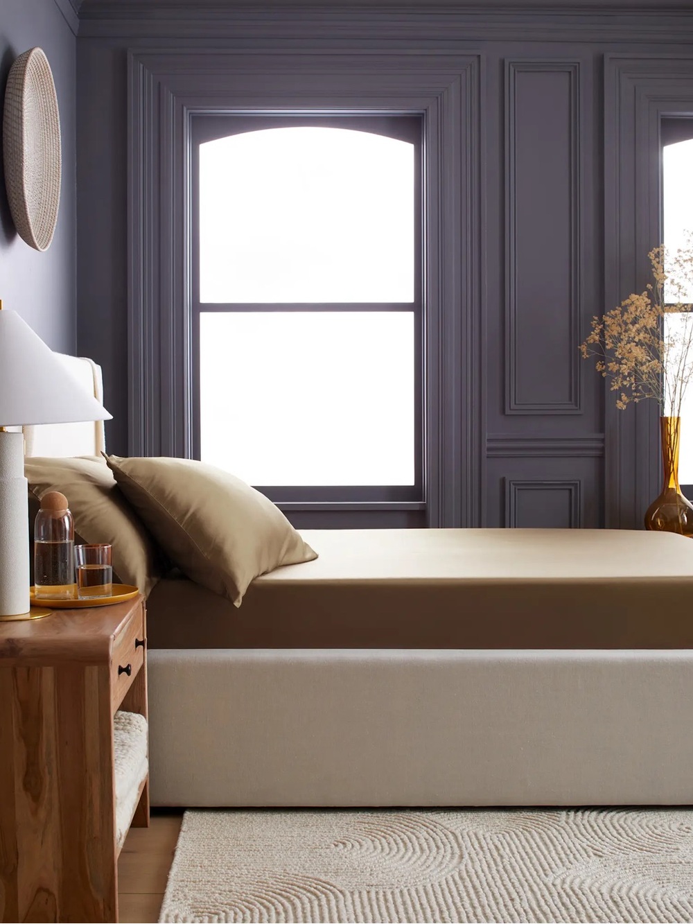 New Quince Bamboo Fitted Sheet Set Queen - Walnut MSRP $104